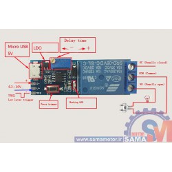 ماژول رله تایمر دار 0-30 ولت با پورت micro usb