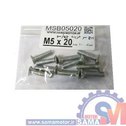 پیچ سرخزینه/ تخت چهار سو M5 طول 20mm بسته 10 عددی