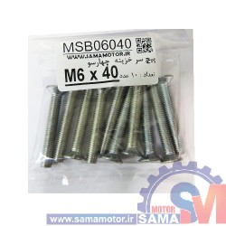 پیچ سرخزینه/ تخت چهار سو M6 طول 40mm بسته 10 عددی