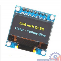 ماژول نمایشگر 0.96 اینچ OLED دو رنگ زرد و آبی دارای ارتباط SPI