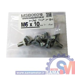 پیچ سرخزینه/ تخت چهار سو M6 طول 12mm بسته 10 عددی