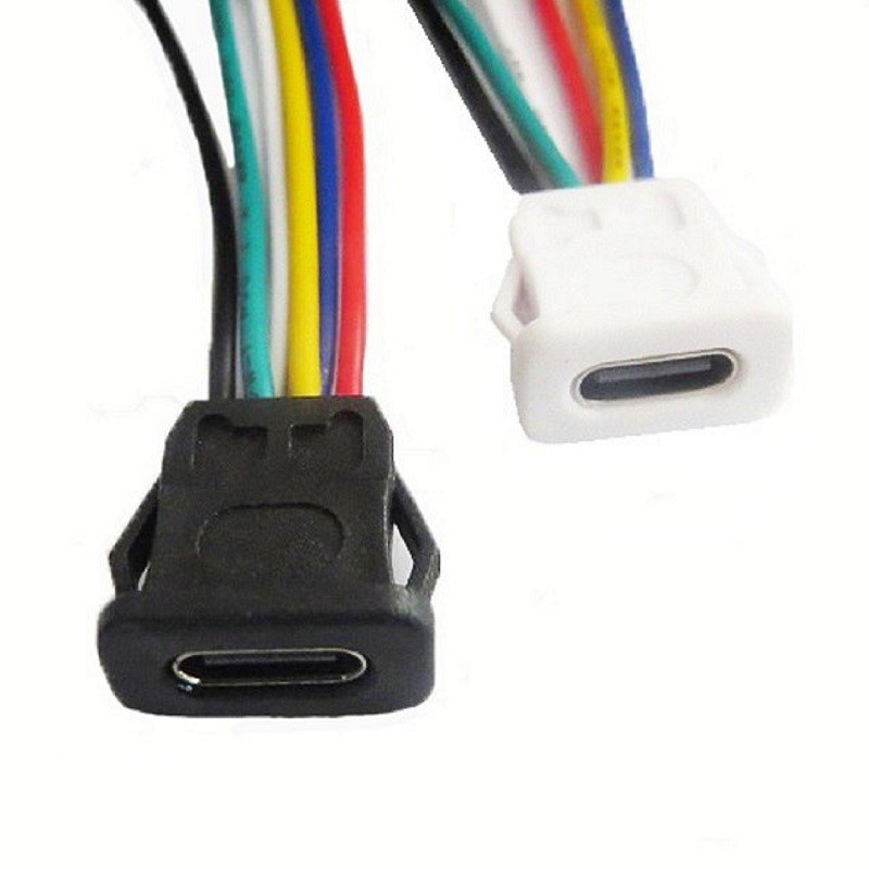 کانکتور مادگی Type-c ضد آب 6 سیم فشاری طول سیم 20cm