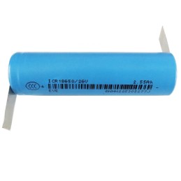 باتری لیتیوم 18650-2550mA دارای نیکل Z جوش داده