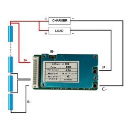 ماژول مدیریت و کنترل باتری لیتیومی 13 سل 20 آمپر BMS 13S-20A