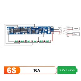 ماژول محافظ شارژ باتری لیتیومی 6 سل 10 آمپر BMS 6S 10A