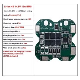 ماژول محافظ شارژ باتری لیتیومی 4 سل 15 آمپر BMS 4S 15A
