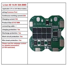 ماژول محافظ شارژ باتری لیتیومی 4 سل 20 آمپر BMS 4S 20A