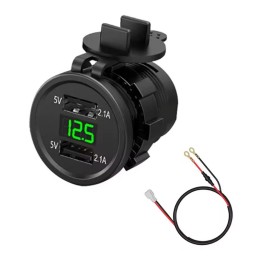شارژر USB خودرویی روپنلی گرد قرمز،سبز و آبی QC3.0 با دو خروجی فست شارژ