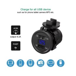 شارژر USB خودرویی روپنلی گرد قرمز،سبز و آبی QC3.0 با دو خروجی فست شارژ