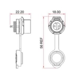 کانکتور ضد آب 3 پین پنلی نری و مادگی قطر 12mm بادرپوش