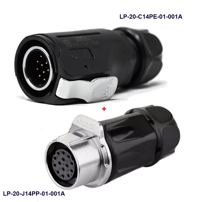 کانکتور ضد آب 14 پین پنلی نری و مادگی قطر 20mm بادرپوش