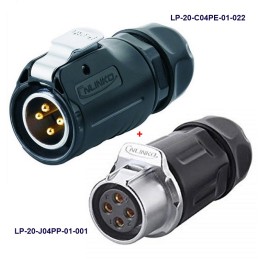 کانکتور ضد آب 4 پین پنلی نری و مادگی قطر 20mm بادرپوش