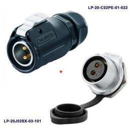 کانکتور ضد آب 2 پین پنلی نری و مادگی قطر 20mm بادرپوش