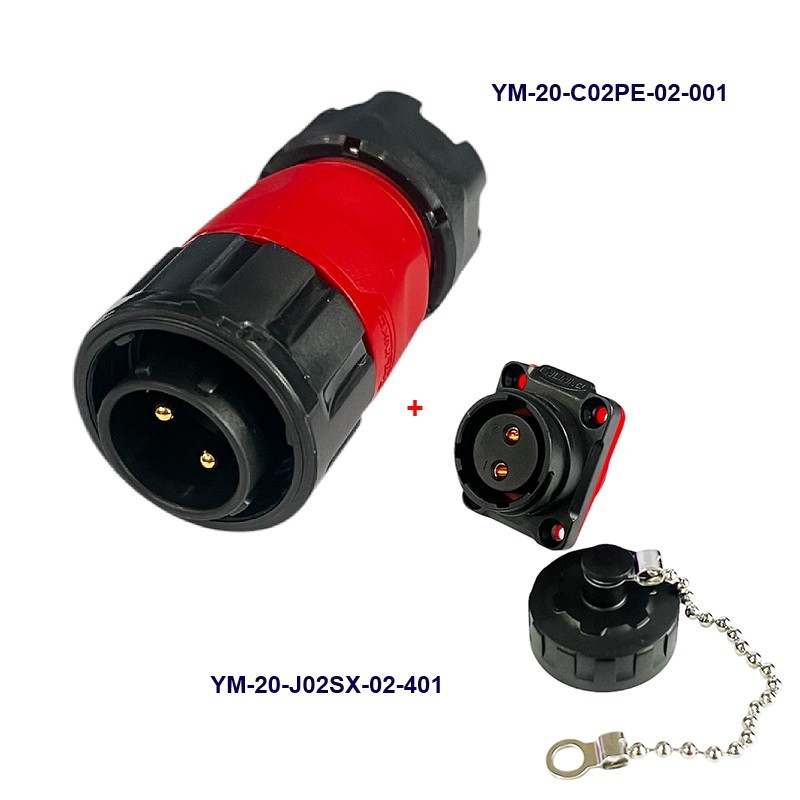 کانکتور ضد آب 2 پین پنلی نری و مادگی قطر 20mm بادرپوش سری YM