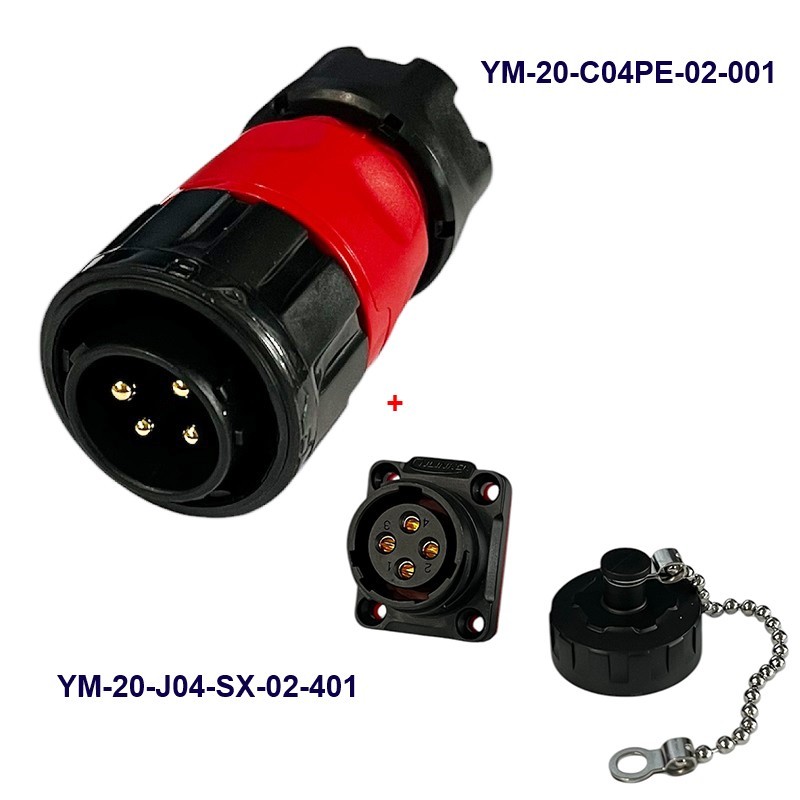 کانکتور ضد آب 4 پین پنلی نری و مادگی قطر 20mm بادرپوش سری YM