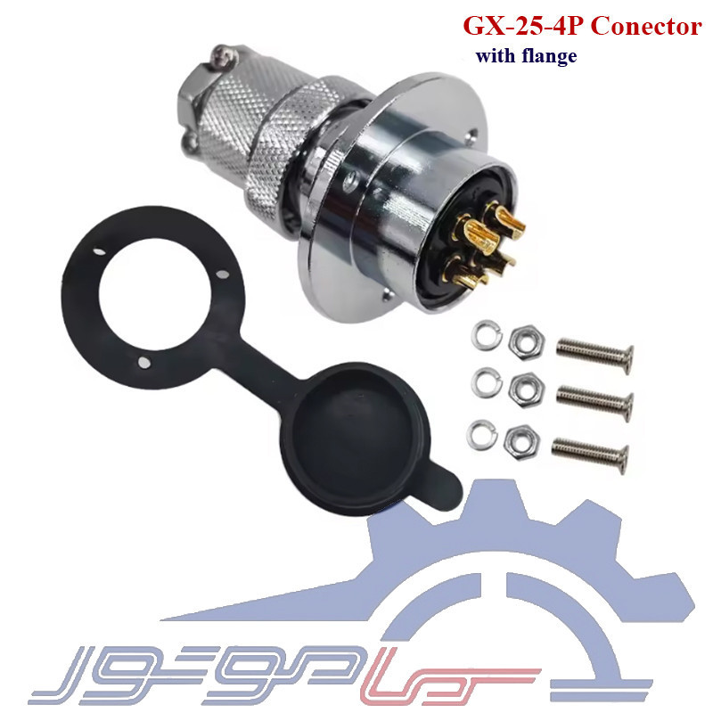 ست کانکتور فلزی نظامی 4 پین GX-25 فلنج دار با درپوش