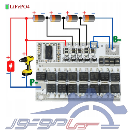 ماژول محافظ شارژ باتری لیتیوم فسفات 4 سل 80 آمپر پورت مشترک
