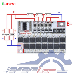 ماژول محافظ شارژ باتری لیتیوم فسفات 3 سل 80 آمپر پورت مشترک