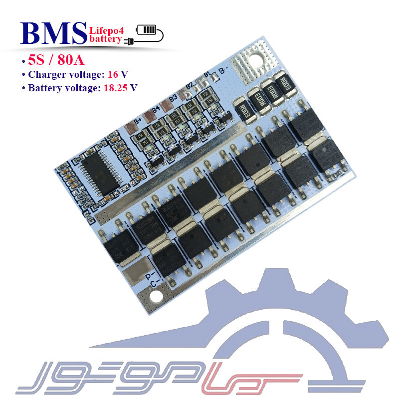 ماژول محافظ شارژ باتری لیتیوم فسفات 5 سل 80 آمپر پورت مشترک