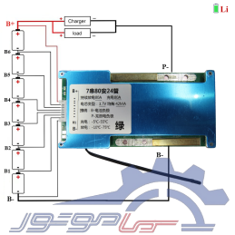 ماژول محافظ شارژ باتری لیتیوم یون 7 سل 80 آمپر