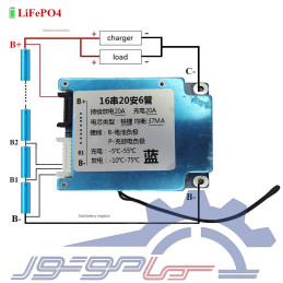 ماژول محافظ شارژ باتری لیتیوم فسفات 16 سل 20 آمپر