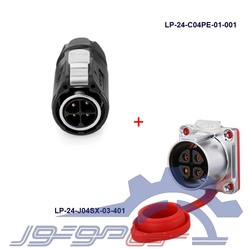 کانکتور ضد آب 4 پین پنلی نری و مادگی قطر 24mm بادرپوش