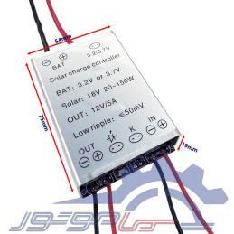 کنترلر شارژ خورشیدی MPPT لیتیومی 20 آمپر 3.2V/3.7V با خروجی 12 ولت 5 آمپر