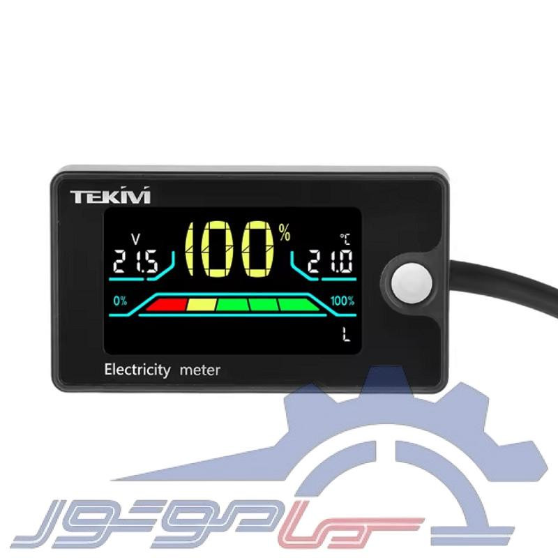 نمایشگر ولتاژ و درصد شارژ باتری DC 8-100V با نمایش دما و آلارم دارای براکت و پایه