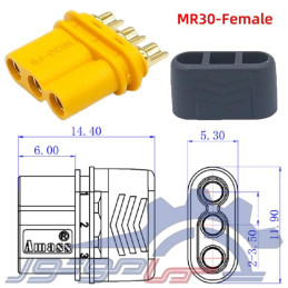 کانکتور قدرت MR30 آماس (AMASS) سه پین نری و مادگی ( یک جفت)