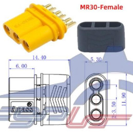 کانکتور قدرت MR30 آماس (AMASS) سه پین نری و مادگی ( یک جفت)