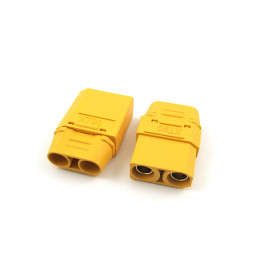 کانکتور قدرت XT90H آماس (AMASS) دو پین زرد با درپوش نری و مادگی (یک جفت)
