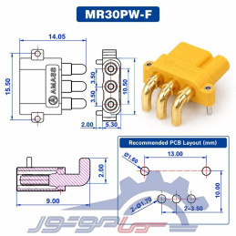 کانکتور قدرت پنلی MR30PW-F آماس (AMASS) سه پین مادگی