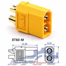 کانکتور قدرت XT60 آماس (AMASS) دو پین زرد نری و مادگی (یک جفت)