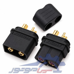 کانکتور قدرت XT60H آماس (AMASS) دو پین مشکی با درپوش نری و مادگی (یک جفت)