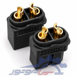 کانکتور قدرت XT60H آماس (AMASS) دو پین مشکی با درپوش نری و مادگی (یک جفت)