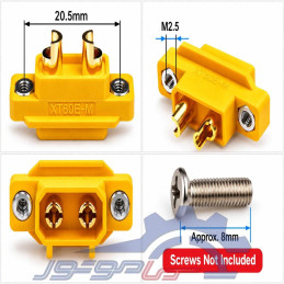 کانکتور قدرت پنلی XT60E-M آماس (AMASS) ابعاد فاصله پیچ