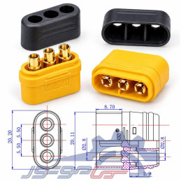 کانکتور قدرت MR60 آماس (AMASS) سه پین ابعاد