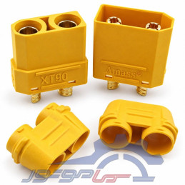 کانکتور قدرت XT90H آماس (AMASS) دو پین زرد با درپوش نری و مادگی (یک جفت)