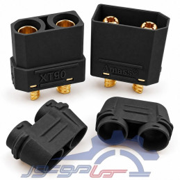 کانکتور قدرت XT90H آماس (AMASS) دو پین مشکی با درپوش نری و مادگی (یک جفت)
