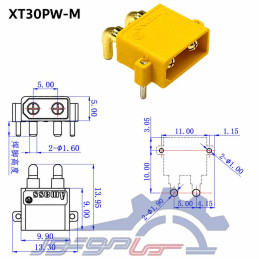 کانکتور قدرت پنلی XT30PW-M آماس (AMASS) دو پین نری