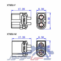 کانکتور قدرت XT60U آماس (AMASS) دو پین نری و مادگی (یک جفت)