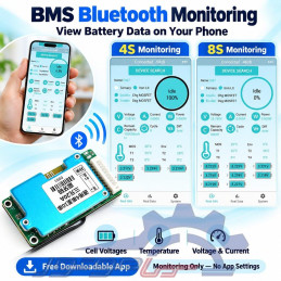 برد محافظ باتری لیتیوم یون هوشمند BMS بلوتوث‌دار 4 تا 10 سل و 20 آمپر