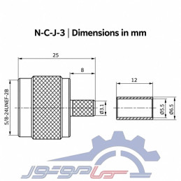 کانکتور N نری مستقیم پرسی N-C-J-3 مناسب کابل RG223، RG400 و RG142