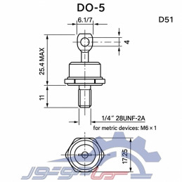 دیود یکسوساز قدرت پیچی 85HF120، ۸۵ آمپر ۱۲۰۰ ولت
