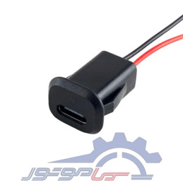 کانکتور مادگی Type-c پنلی سیم دار 2 پین رنگ سفید و مشکی (چراغ دار)