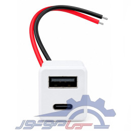 کانکتور مادگی دو پورت USB | Type-c پنلی سیم دار 2 پین ضد آب (سفید)